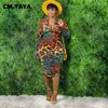 Cm.yaya feminino com estampa de leopardo zíper up o pescoço lixo de manga longa vestido bodycon midi vestidos ativos elegantes 220516
