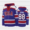 Mag A3740 Custom USA Hockey Team Lace-up Relacja bluza z kapturem 34 Auston Matthews 6 Jack Hughes 88 Patrick Kane 30 Spencer Knight 32 Jonathan Quick 2 Brian