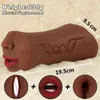 2022 Realistic Brownish Skin Woman Vagina Ass Male Masturbator Deep Pocket Pussy Sucking Cup Sex Adult Toys for Men Masturbation Y220408