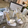 2022 The Arrivals Style Hot Star Waterdichte Platform Sandalen Lederen Hardware Accessoires Enkelliem Zomer Strand Gestreepte Hoge Heel Slippers