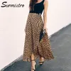 Surmiitro Polka Dot Print Long Maxi Summer Skirt女性ファッションレディースホワイトブラックスプリットハイウエストアラインスカート女性T200106