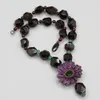 Natural Rot Granat Cz Blume Grün Achat Halskette Ohrringe Armband Sets für Frauen Schmuckgeschenke