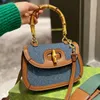 Сумки через плечо Crossbody Mini Diana Бамбуковые сумки Клатч Crobody Холщовый кожаный кошелек Кошельки Сумка Claic Letter Prints Съемный красный зеленый ремешок