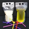 Sacchetti per bottiglie d'acqua in plastica con cannucce con cerniera, contenitori per bevande usa e getta, stoviglie per feste