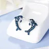 Stud Fashion 925 Silver Earrings For Women Wedding Jewelry Exquisite Zircon Cute Blue Dolphin Earring Girl Birthday GiftsStud Mill22