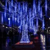 Dizeler LED 8Tüpler Düşen Yağmur Meteor Duş Işıkları Su Geçirmez Noel Ev Dekor
