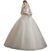 Andra bröllopsklänningar 2022 Classic O Neck Dress Beautiful Lace Princess Ball Gown Slim Half Sleeve Bridal Vestido de Noiva Plus Size