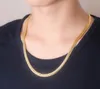 18K Gold Plated Chains Hip Hop 6mm thick flat snake chain fashion trend men's Necklace 20inch