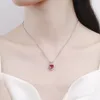 Love Heart of the Sea Red Zircon Diamond Pendant Sweet Necklace Women European and American Style Wedding Fashion Jewelry Girlfriend's Birthday Present Choker Chain