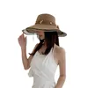 Kvinnor Sommar Mesh Pearl Hattar Bowknot Ribbon Big Brim Hat Koreansk stil Travel Beach Sun Caps