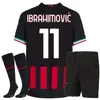 Jerseys de futebol 22 23 Ibrahimovic Kids Kit Socks Giroud Paqueta Romagnoli Brahim Theo Milan Futebol camisa Hernandez Maillot