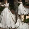 2020 nowe luksusowe sukienki ślubne Wysokie szyję długie rękawy Fulle koronkowe koraliki Tiulowe suknie ślubne Sukienka panna młoda Vestido de Noiva BC5491 C0729G02