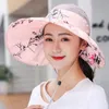 와이드 브림 모자 접이식 대형 모양 비치 안티 자외선 태양 보호 여름 꽃 인쇄 바이저 모자 여성용 다채로운 HatsWide