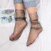 Socks & Hosiery Summer Dot Tulle Women Breathable Transparent Thin Female Mesh Black White Lace Funny Dress Sheer SockSocks