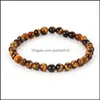 Arts And Crafts 6Mm 8Mm 10Mm Brown Tiger Eye Stone Bead Strand Bracelet Women Men Lover Healing Energy Yoga Jewelr Sports2010 Dhsqm