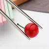 Reusable Chopstick Metal Chinese Chopstick with Plastic Wheat Straw Handle 4 Colors