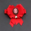 Broche nœud papillon en ruban côtelé rétro, mode coréenne britannique pour femmes et filles, Style collège, chemise, pull, col Corsage, bijoux floraux