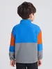 Toddler Boys Patch Detail Drop Shoulder Colorblock Fleece Jacket SHE