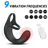 Nxy Sex Vibrators 10 Modes Vibrating Penis Massager Ring Dildo Toys for Men Scrotum Stimulator Male Cuisine Shoe Testicle Bondage 1220