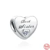 Charm-Anhänger „Forever Sister's Love“ aus 925er-Sterlingsilber, passend für Pandora-Charm-Armbänder, DIY-Schmuckzubehör