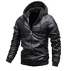 Hommes Hiver Nouveau Vestes En Cuir Slim Fit Motorcylce Pu Veste Hommes Vestes À Capuche Chaud Épaissir Biker En Cuir Vêtements mâle L220801