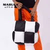 Mabula Checkerboard Market ريشة ريشة أسفل حقيبة اليد المبطنة تصميم العلامة التجارية تصميم الكتف الكتف الكبيرة حقيبة وسادة النساء 220613