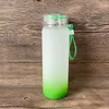 Bouteille d'eau en verre à Sublimation de 500ml, gobelets à transfert thermique de couleurs givrées avec couvercle