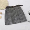 Vinter Plaid Kawaii Kvinna Mini Skirt Koreanska High-Waisted A Line Vintage Y2K Sexiga Kvinnor Kjolar 220401