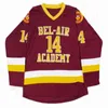 A3740 Bel-Air Academy 14 Will Smith Movie Hockey maillot cousu 100% broderie hommes femmes jeunes Hockey maillots rouges