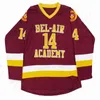 C2604 A3740 Bel-Air Academy 14 Will Smith Movie Hockey Stitched Jersey 100% Brodery Mens Womens Youth Hockey Red Jerseys