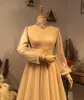 Lavendel Dubai A-Linie Stehkragen Abendkleider Muslim 2022 Vintage Tüll mit langen Ärmeln Formelle Abschlussball-Party-Kleider in Übergröße