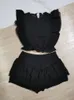 Work Dresses High Quality 2022 Sunday Set Elastic Waistband Cropped Top with Ruffle Detail and Cute Mini Shorts Skirts