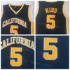 NCAA College California Golden Bears Basketball 5 Jason Kidd Jersey 유니폼 스포츠 팬을위한 모든 스티치 통기성 면화 팀 컬러 Navy Blue University