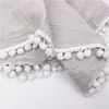 Cobertores de borla de bebê nascidos fraldas de algodão manta de musselina de gaze dupla de gaze alimentação PO Props 220523