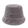 2021 Vår Höst Ny Kvinna Solid Färg Suede Fisherman Hat Fashion Leather Military Cap Sun Visor Hat Bucket Hat G220418