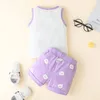 Supper Cute Infants Kids Letter Clothing Set Adorable Sleeveless Top With Bear Shorts 2pc Set For Boy And Girl 70-100cm