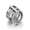 Design stos złoty pierścień ze stali nierdzewnej dla kobiet cyrkon diamentowe cyfry rzymskie pierścienie zaręczynowe ślubne