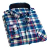 Aoliwen Merk Mannen 100% Katoen Flanel Cversized Plaid Lange Mouwen Voor Mannen Button Up Blouses En Shirts Camisa Hombre 220326