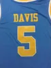 XFLSP # 5 Barão Davis UCLA Bruins Universidade Retro Retrô Basquetebol Jersey Personalize Qualquer Número de Tamanho e Nome do Jogador