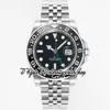 GSF V4 GMT GS116710 CAL.3285 GS3285 Automatisk herrklocka svart keramik Black Dial 904L Rostfritt stålarmband med samma seriella garantikort Evighetsklockor