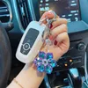 Crystal Snowflake Car Keychains Fashion Flower Key Rings Chains Women Personality Pendant Keyrings Jewelry Car Holder Bag Charm Accessories