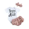 Ensembles de vêtements Born Baby Girls Boys Clothes 3pcs Letter Short Sleeve Romper Ruffles Shorts Bandeau 0-18MClothing