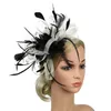 Berets Mode Frauen Blume Feder Perlen Mesh Haar Clip Floral Fascinator Stirnband Cocktail Party Hut Hochzeit Braut Zubehör Berets