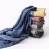 2022 Shimmer Hijab Muslim Tie Dye Katoen Linnen Sjaals Vlakte Bronzing Afdrukken Shawl Islamitische kopschrijvingen Hoofdband Foulard Femme