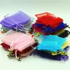 Newest 100 pcs Jewelry bags Pouches Purple With Drawstring bag Organza Gift Bag Packing Bags 4640