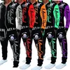 Zogaa Mens Eşleştirme Seti İki Parçalı Set Erkekler Sweatlesuit Sıradan Sportswear Hoodies Sweatshirt ve Pantolon Setleri Mektup Basılı Trailsuit 201128