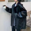 Giacca da donna in pelle nera casual Giacca da motociclista allentata sottile coreana Moda donna primavera Streetwear Capispalla da motociclista da donna 210908