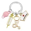 Bulk Price Nurses Doctors Masks Keychains Pendant Medical Ambulance Personnel Key Rings Syringes Stethoscopes Keychain Jewelry