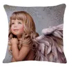 Coussin/oreiller décoratif 45 cm x 45 cm mignon bébé ange motif lin décoration taie d'oreiller housse de coussin canapé taille XL034Coussin/décoratif