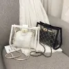 어깨 가방 디자이너 여성 화장품 가방 다이아몬드 격자 투명한 복합 메신저 가방 패션 럭셔리 레이디 콤비네이션 크로스 바디 손